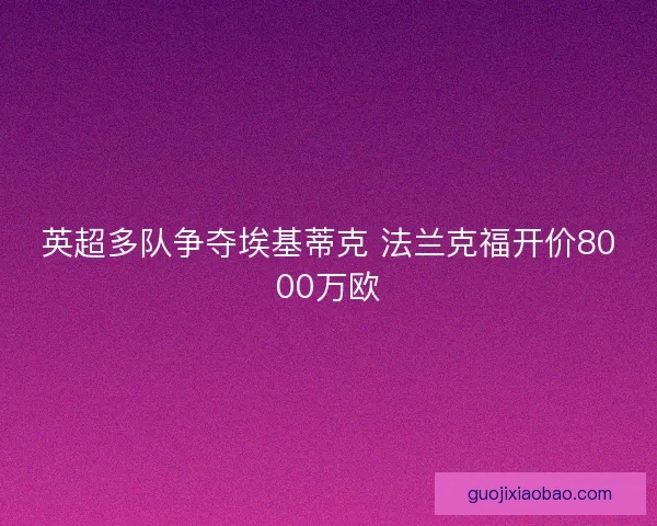 英超多队争夺埃基蒂克 法兰克福开价8000万欧